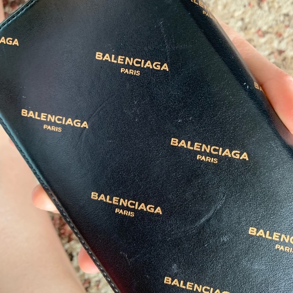 Balenciaga All Over Logo Wallet for Women in Black - Picture 5 of 8
